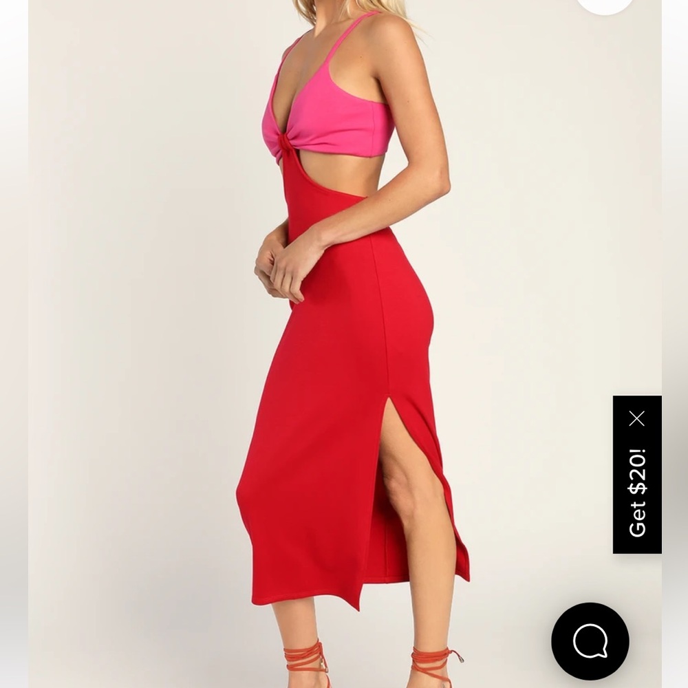 Pink and Red Lulus Cutout Dress